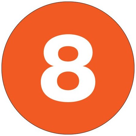 Bsc Preferred 2'' Circle - ''8'' Orange Number Labels BUY00019791